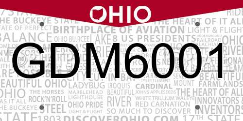 GDM6001 Ohio License Plate