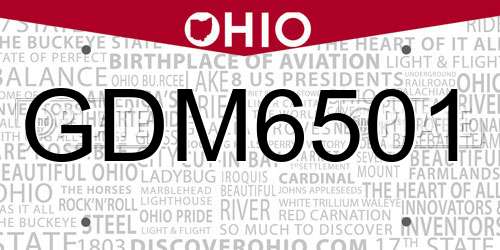 GDM6501 Ohio License Plate