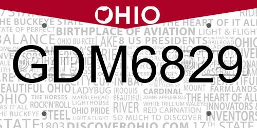 GDM6829 Ohio License Plate