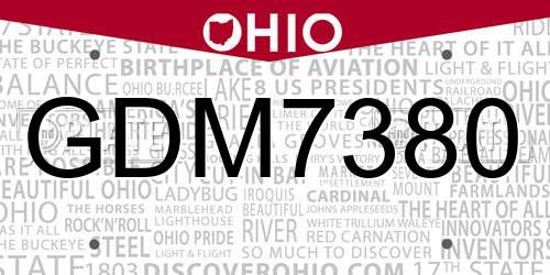GDM7380 Ohio License Plate