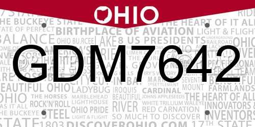 GDM7642 Ohio License Plate