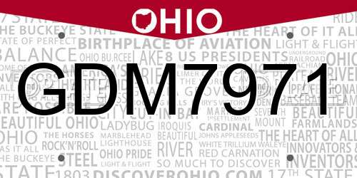 GDM7971 Ohio License Plate