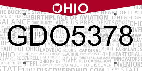 GDO5378 Ohio License Plate