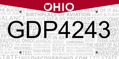 GDP4243 Ohio License Plate