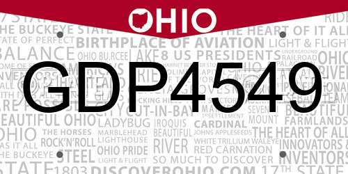 GDP4549 Ohio License Plate