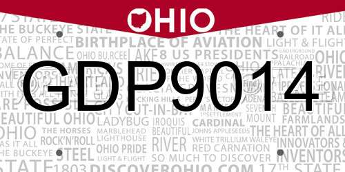 GDP9014 Ohio License Plate