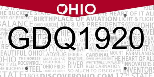GDQ1920 Ohio License Plate