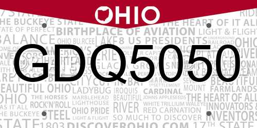 GDQ5050 Ohio License Plate