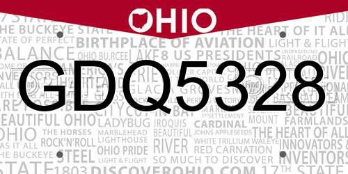 GDQ5328 Ohio License Plate