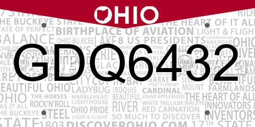 GDQ6432 Ohio License Plate
