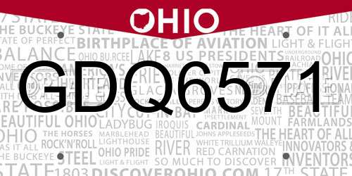 GDQ6571 Ohio License Plate