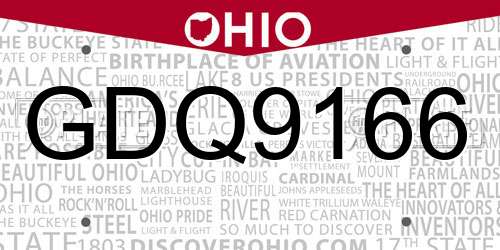 GDQ9166 Ohio License Plate