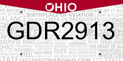 GDR2913 Ohio License Plate
