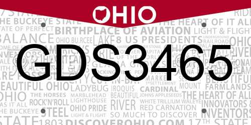 GDS3465 Ohio License Plate
