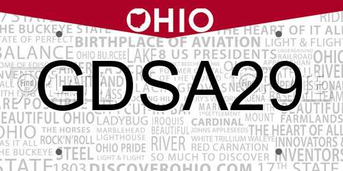 GDSA29 Ohio License Plate