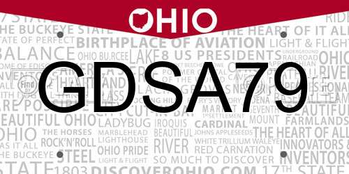 GDSA79 Ohio License Plate