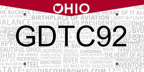 GDTC92 Ohio License Plate