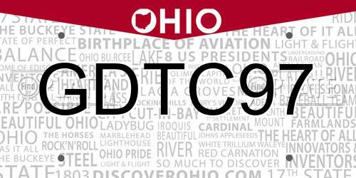 GDTC97 Ohio License Plate