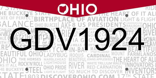 GDV1924 Ohio License Plate