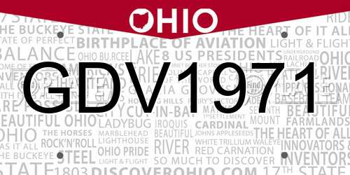 GDV1971 Ohio License Plate