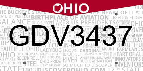 GDV3437 Ohio License Plate