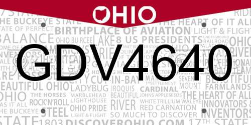 GDV4640 Ohio License Plate
