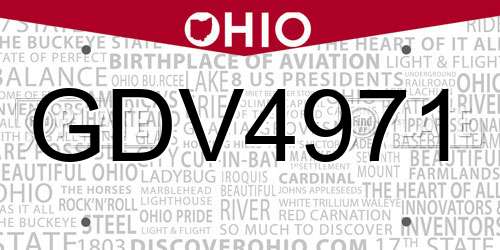 GDV4971 Ohio License Plate