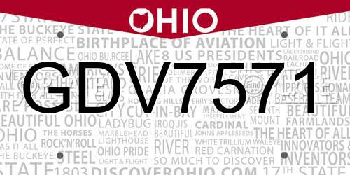 GDV7571 Ohio License Plate
