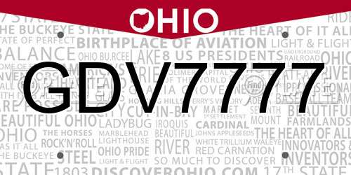 GDV7777 Ohio License Plate