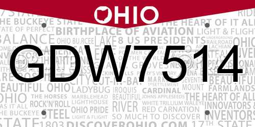 GDW7514 Ohio License Plate