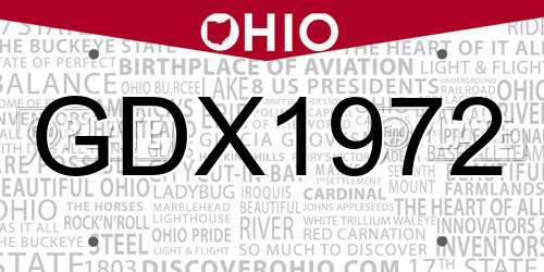 GDX1972 Ohio License Plate
