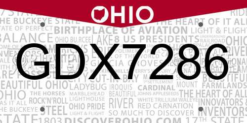 GDX7286 Ohio License Plate