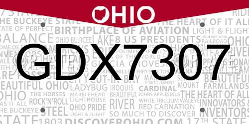 GDX7307 Ohio License Plate