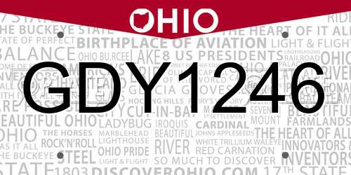 GDY1246 Ohio License Plate