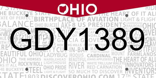GDY1389 Ohio License Plate