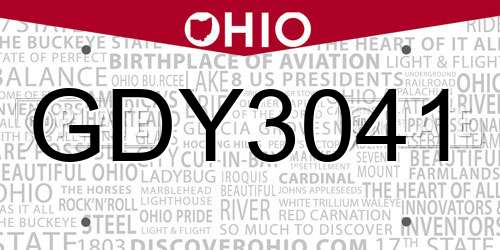 GDY3041 Ohio License Plate