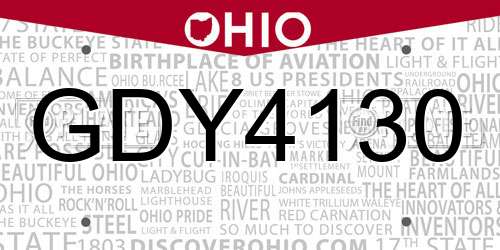 GDY4130 Ohio License Plate