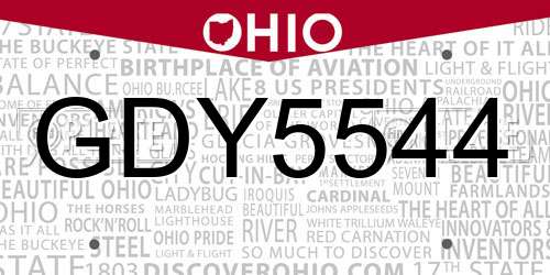GDY5544 Ohio License Plate