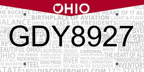 GDY8927 Ohio License Plate