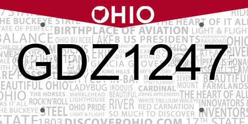 GDZ1247 Ohio License Plate