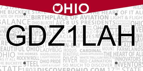 GDZ1LAH Ohio License Plate