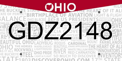 GDZ2148 Ohio License Plate