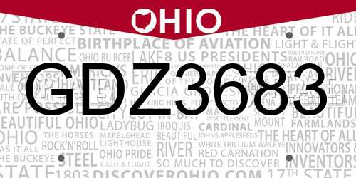 GDZ3683 Ohio License Plate