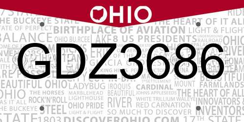 GDZ3686 Ohio License Plate