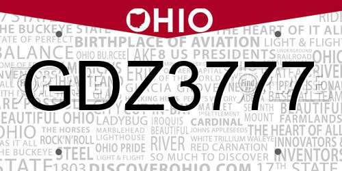 GDZ3777 Ohio License Plate