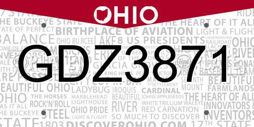 GDZ3871 Ohio License Plate