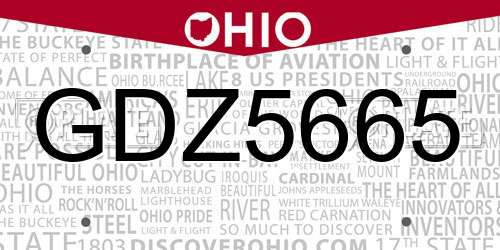 GDZ5665 Ohio License Plate