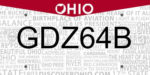 GDZ64B Ohio License Plate