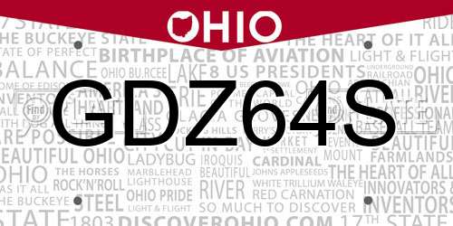GDZ64S Ohio License Plate