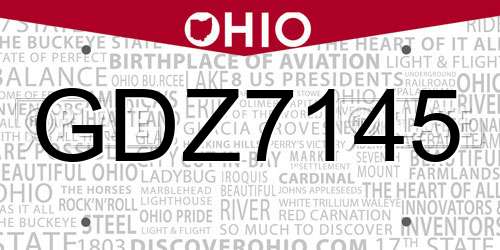 GDZ7145 Ohio License Plate